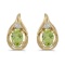 14k Yellow Gold Oval Peridot And Diamond Earrings 0.82 CTW