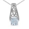10k White Gold Round Aquamarine And Diamond Pendant 0.3 CTW