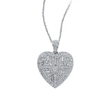 14K White Gold Art Deco Heart Diamond Pendant (.52 carat)