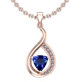 3.68 Ctw SI2/I1 Tanzanite And Diamond Platinum 14K Rose Gold Plated Pandant