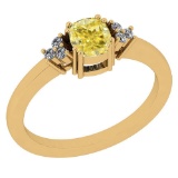 0.81 Ct GIA Certified Natural Fancy Yellow Diamond And White Diamond 18K Yellow Gold Anniversary Rin
