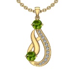 1.23 Ctw VS/SI1 Peridot And Diamond 10K Yellow Gold Vintage Pendant