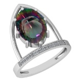 5.55 Ctw VS/SI2 Mystic Topaz And Diamond 14k White Gold Vingate Style Ring