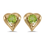 14k Yellow Gold Round Peridot Heart Earrings 0.18 CTW