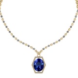 6.28 Ctw VS/SI1 Tanzanite And Diamond 14k Yellow Gold Victorian Style Necklace