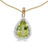 14k Yellow Gold Pear Peridot Pendant