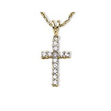 14K Yellow Gold Diamond Cross Pendant