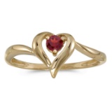 14k Yellow Gold Round Garnet Heart Ring 0.21 CTW