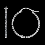 0.92 Ctw SI2/I1 Diamond 14K White Gold Hoop Earrings
