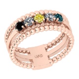 0.50 Ctw I2/I3 Treated Fancy Multi Diamond 14K Rose Gold Eternity Band Ring