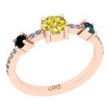 0.81 Ctw I2/I3 Treated Fancy Multi Diamond 14K Rose Gold three Stone Ring
