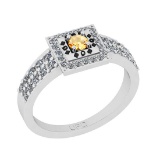 0.50 Ctw I2/I3 Citrine And Diamond 10K White Gold Poker Style Ring