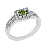 0.50 Ctw I2/I3 Peridot And Diamond 10K White Gold Poker Style Ring