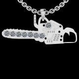 0.11 Ctw SI2/I1 Diamond 14K White Gold Chain Saw Pendant