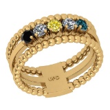 0.50 Ctw I2/I3 Treated Fancy Multi Diamond 14K Yellow Gold Eternity Band Ring