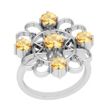 1.55 Ctw VS/SI1 Citrine And Diamond 10K White Gold Vintage Ring