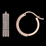 0.92 Ctw SI2/I1 Diamond 14K Rose Gold Hoop Earrings