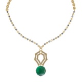 16.77 Ctw VS/SI1 Emerald And Diamond 14k Yellow Gold Victorian Style Necklace