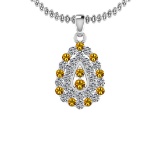 1.15 Ctw VS/SI1 Yellow Sapphire And Diamond 14K White Gold Pendant Necklace