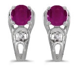 14k White Gold Round Ruby And Diamond Earrings 1.01 CTW