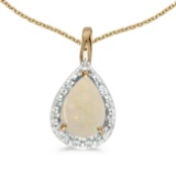 14k Yellow Gold Pear Opal Pendant