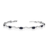 10K White Gold Oval Sapphire and Diamond Bracelet 3.16 CTW