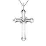 14K White Gold Open Cross Pendant