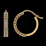 0.61 Ctw SI2/I1 Diamond 14K Yellow Gold Hoop Earrings