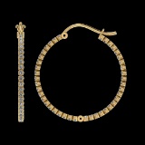 0.72 Ctw SI2/I1 Diamond 14K Yellow Gold Hoop Earrings