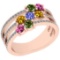 1.25 Ctw SI2/I1 Multi Sapphire ,TanzaniteAnd Diamond 14K Rose Gold Engagement Band Ring