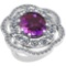 10.06 Ctw Amethyst And Diamond SI2/I1 14k White Gold Victorian Style Ring
