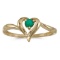14k Yellow Gold Round Emerald Heart Ring 0.19 CTW
