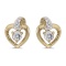 10k Yellow Gold Round White Topaz And Diamond Heart Earrings 0.23 CTW