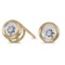 14k Yellow Gold Round White Topaz Bezel Stud Earrings 0.56 CTW