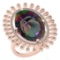 11.08 Ctw VS/SI2 Mystic Topaz And Diamond 14k Rose Gold Vingate Style Ring