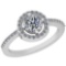 1.17 Ctw Diamond I2/I3 14K White Gold Vintage Style Halo Ring