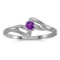 14k White Gold Round Amethyst Ring 0.08 CTW