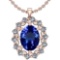 6.13 Ctw VS/SI1 Tanzanite And Diamond 14k Rose Gold Victorian Style Necklace