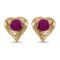 14k Yellow Gold Round Ruby Heart Earrings 0.24 CTW