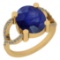 2.77 Ctw I2/I3 Blue Sapphire And Diamond 14K Yellow Gold Ring