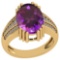 7.84 Ctw VS/SI1 Amethyst And Diamond 14k Yellow Gold Victorian Style Ring