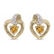 14k Yellow Gold Round Citrine And Diamond Heart Earrings 0.17 CTW