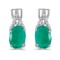 14k White Gold Oval Emerald And Diamond Earrings 1.14 CTW