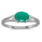 14k White Gold Oval Emerald And Diamond Ring 0.33 CTW