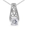 14k White Gold Round White Topaz And Diamond Pendant 0.49 CTW