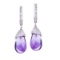 14K White Gold Cabochon Amethyst and Diamond Earrings 8.38 CTW