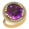 22.26 Ctw VS/SI1 Amethyst And Diamond 14k Yellow Gold Victorian Style Ring
