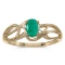 10k Yellow Gold Oval Emerald And Diamond Curve Ring 0.33 CTW
