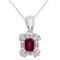 14k White Gold Ruby and Diamond Baguette Pendant 0.49 CTW