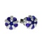 14k White Gold Sapphire and Diamond Ball Earrings 1.41 CTW